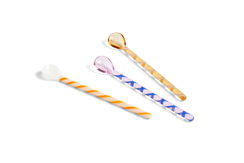 HAY Glass Spoons - Spice - Amber, Light Pink & White